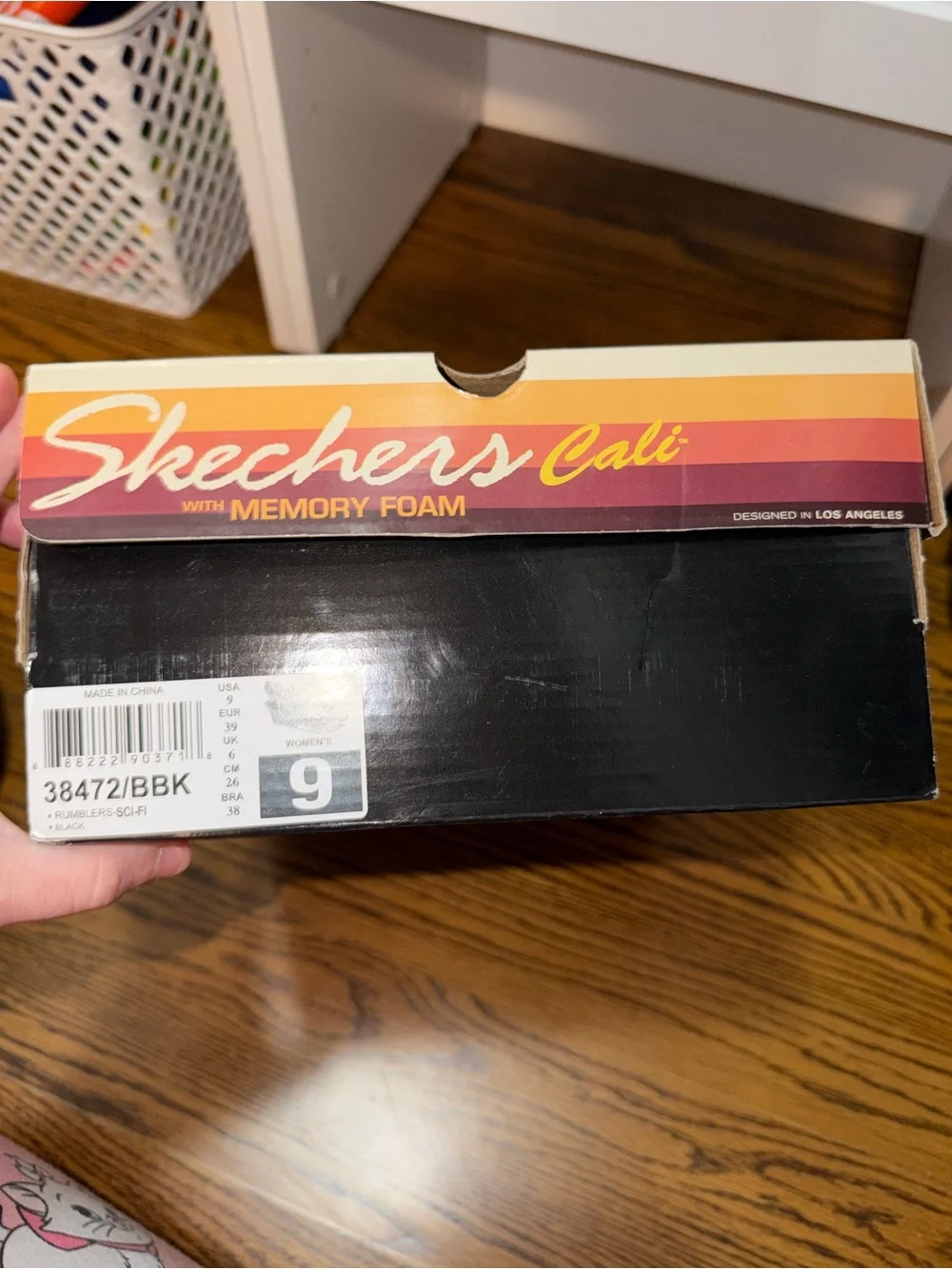 Skechers Women's Black Slip-On Wedge Sandals with Striped Elastic Strap